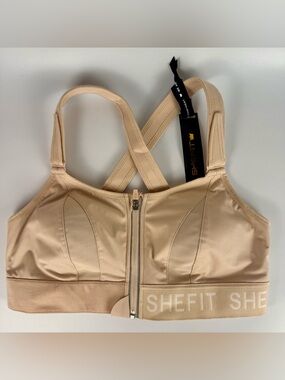 SHEFIT Women’s Ultimate Beige High Impact Sports Bra 1Luxe Style 110002 NEW